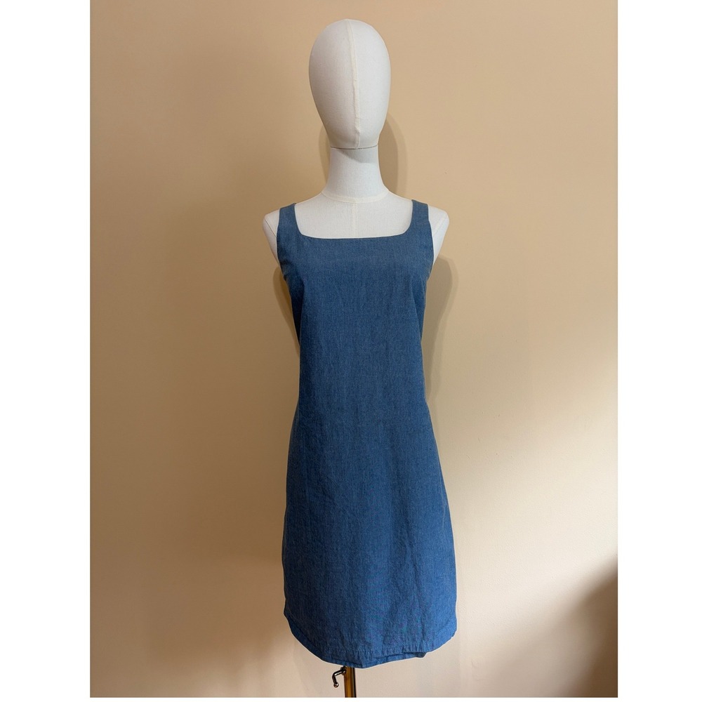 Vintage Y2K GAP‎ Chambray/Denim Pinafore Shift Dress Women's Size 6 Excellent